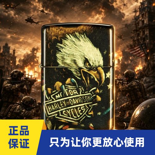 正品ZIPPO哈雷黑铁鹰防风打火机