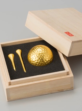 「京都和风」日本制箔一手工纯金金箔高尔夫球摆件木盒装单球礼盒