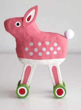 「京都和风」日本制 中川政七商店新乡土玩具鹿轱辘玩具摆件 女鹿