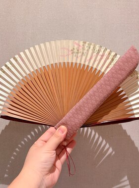 特！日本制 宫胁卖扇庵 京扇子手绘画双面淑女折扇纸扇 萩