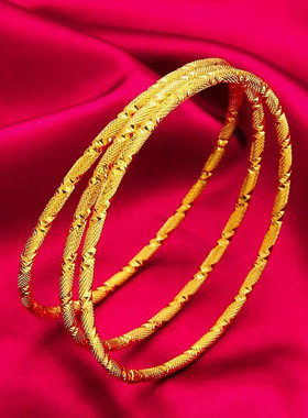 三生三世18K黄金色手镯女 999真金色素圈单圈不掉色