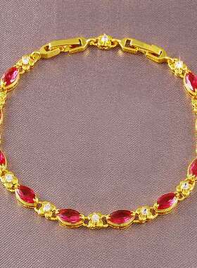 18k黄金色手链 999真金色百搭气质女款精致时尚饰品女士金手链