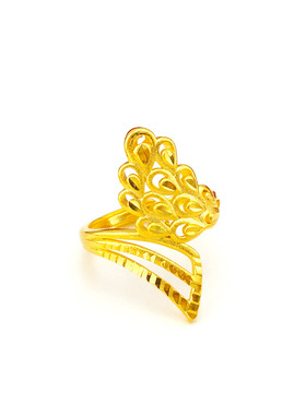 18K黄金色戒指女士 时尚精美999真金色可调节食指百搭