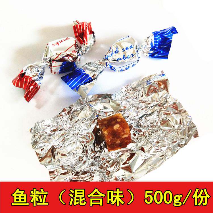 新款 鱼粒即食500g 鱼肉粒 芝麻鳕鱼粒干鱿鱼粒糖山东海鲜特产零