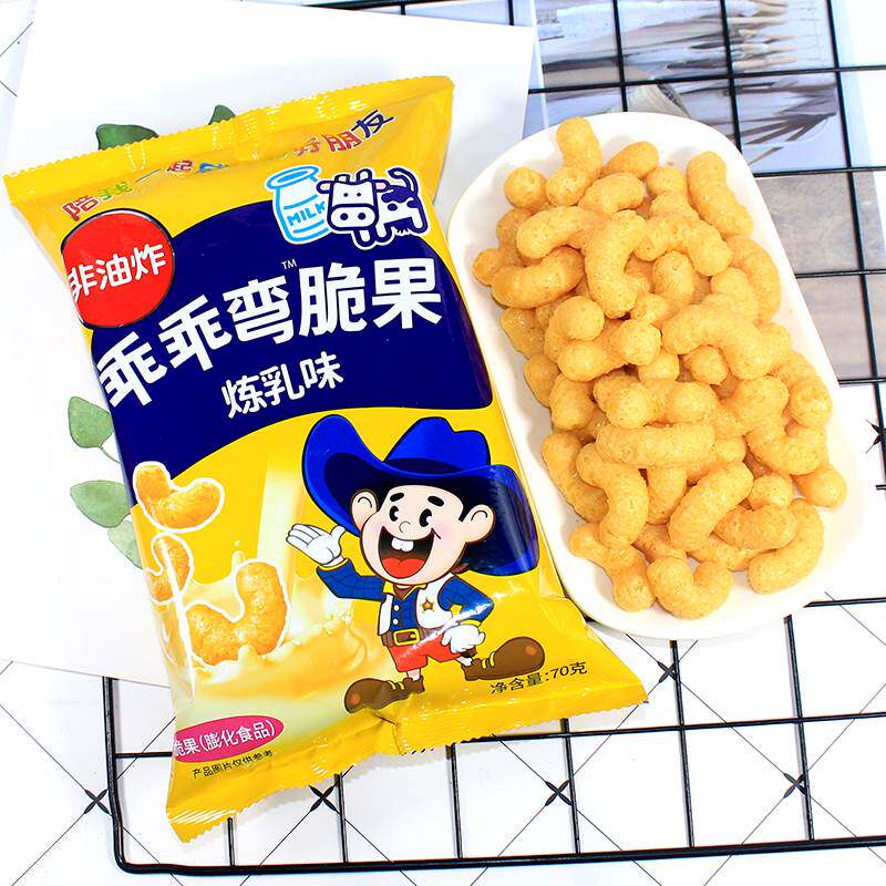 乖乖弯脆果草莓炼乳味70g*6袋芝士味80后怀旧休闲宿舍小零食