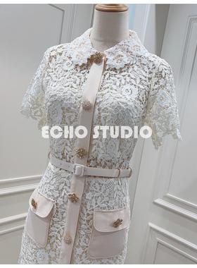 24春夏玲珑有致 定织水溶花蕾丝镂空 仙女的连衣裙