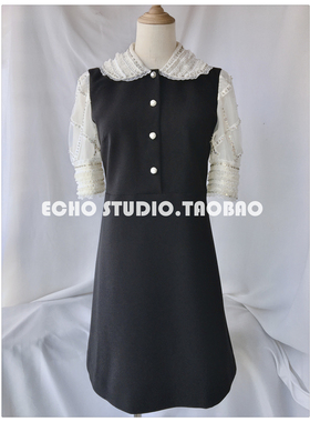 区别LOW货 蕞GAO品质 经典赫本风手工钉珠通勤显瘦连衣裙小黑裙