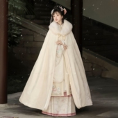 墨子研原创汉服加厚斗篷冬款 明制比甲马面裙重工刺绣云肩立领长衫