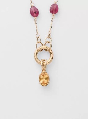 日本招财黄水晶超闪项链吊坠