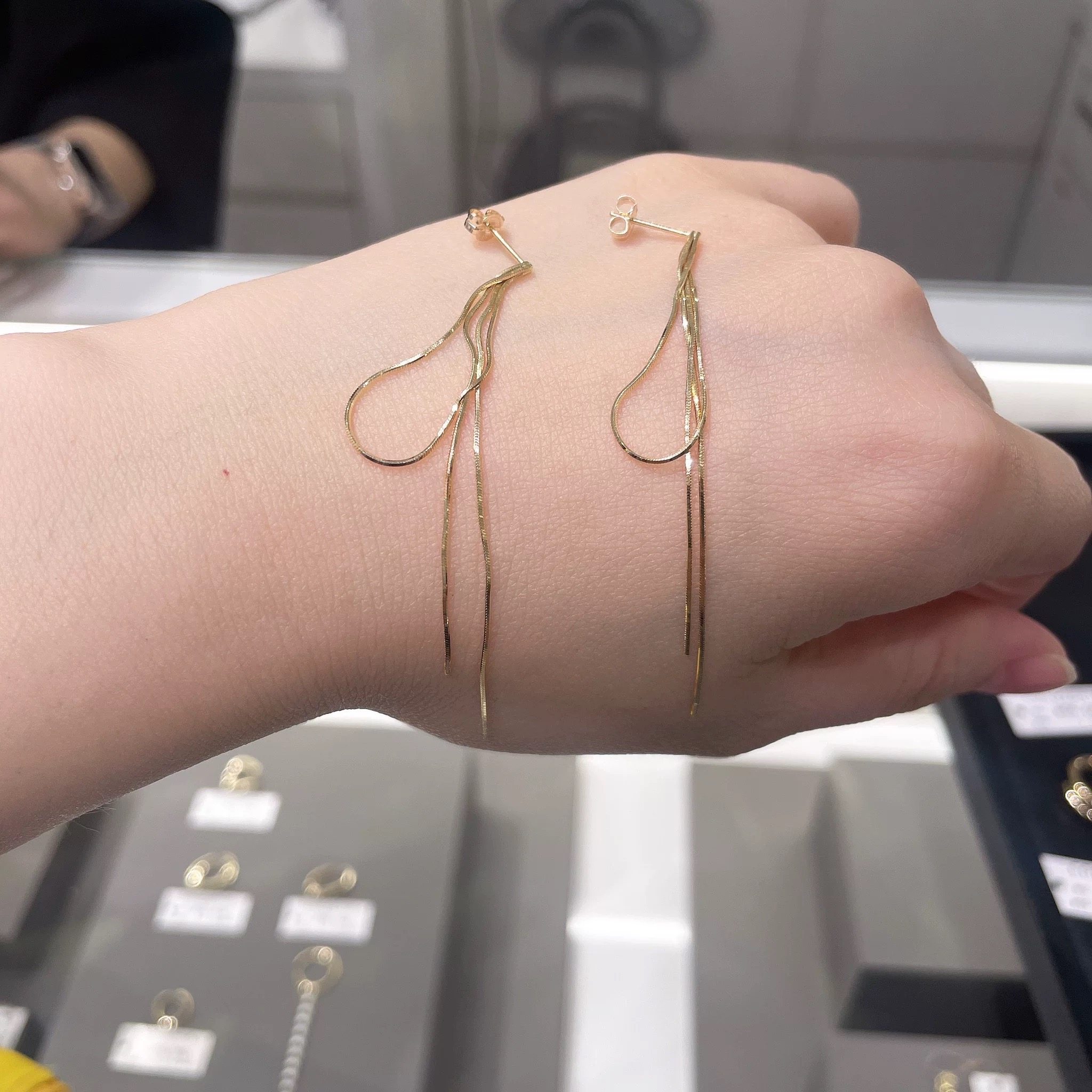 现货银版日本cocoshnik新款蝴蝶结流苏蛇骨耳线耳钉纯银镀14k