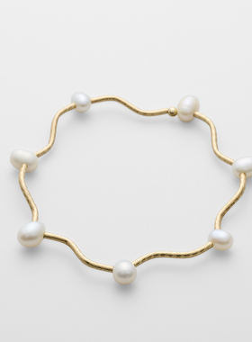 agete波浪14K珍珠手镯