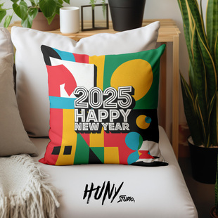 2025数字简约抱枕欧美INS风新年抱枕工作室沙发客厅座椅靠背靠枕