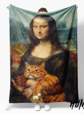 橘猫插画文艺复兴名画毛毯