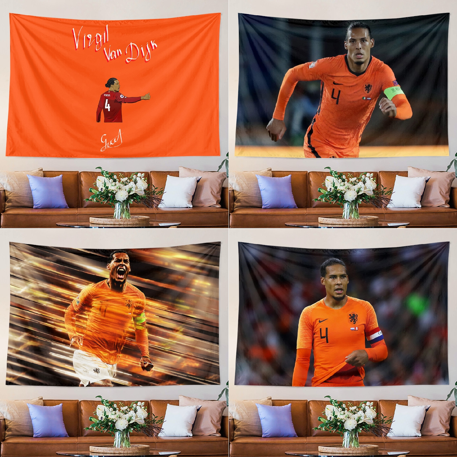 VVD维吉尔范迪克Virgil van Dijk球星海报写真装饰背景布挂布挂毯