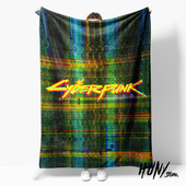 Cyberpunk赛博朋克2077霓虹字游戏午休毯沙发毯空调毯子盖毯毛毯