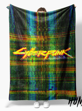 Cyberpunk赛博朋克2077霓虹字游戏午休毯沙发毯空调毯子盖毯毛毯