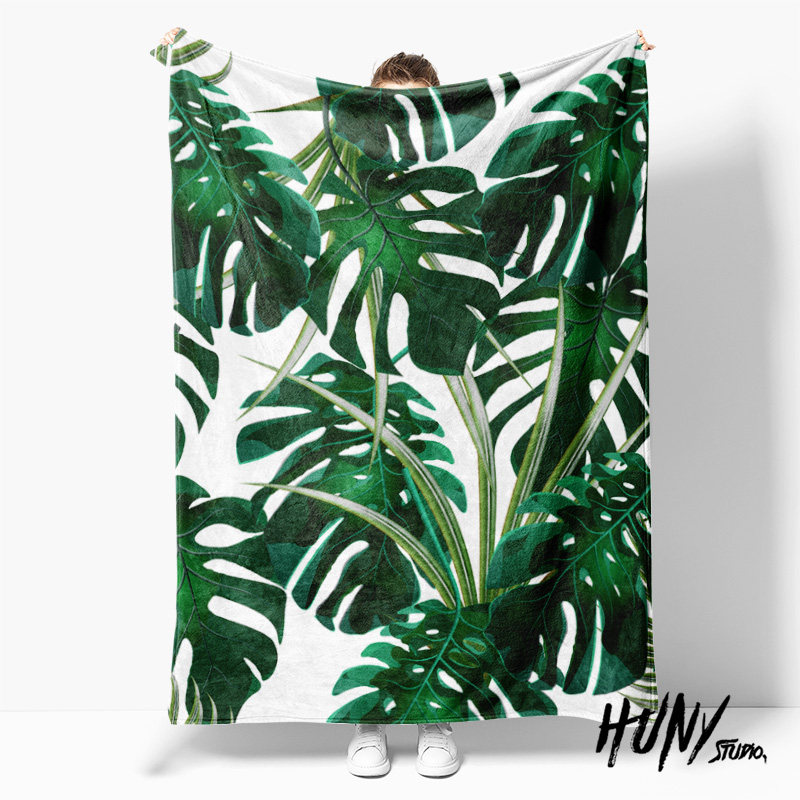 龟背竹叶棕榈叶香蕉叶热带现代自然植物露营礼物午睡空调盖毯毛毯,床上用品,休闲毯/毛毯/绒毯,淘宝优惠券,粉丝福利购,淘宝优惠卷