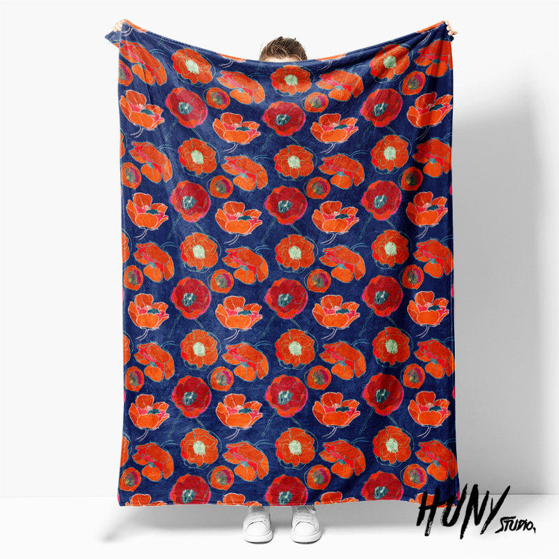 小众高级感高饱和撞色插画花卉花朵午休毯沙发毯空调毯子盖毯毛毯,床上用品,休闲毯/毛毯/绒毯,淘宝优惠券,粉丝福利购,淘宝优惠卷