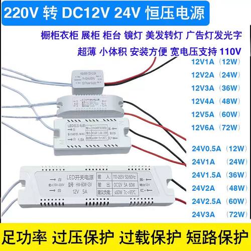 LED微型220V转DC12V开关电源18W24W36W72W衣橱柜灯带模组变压器
