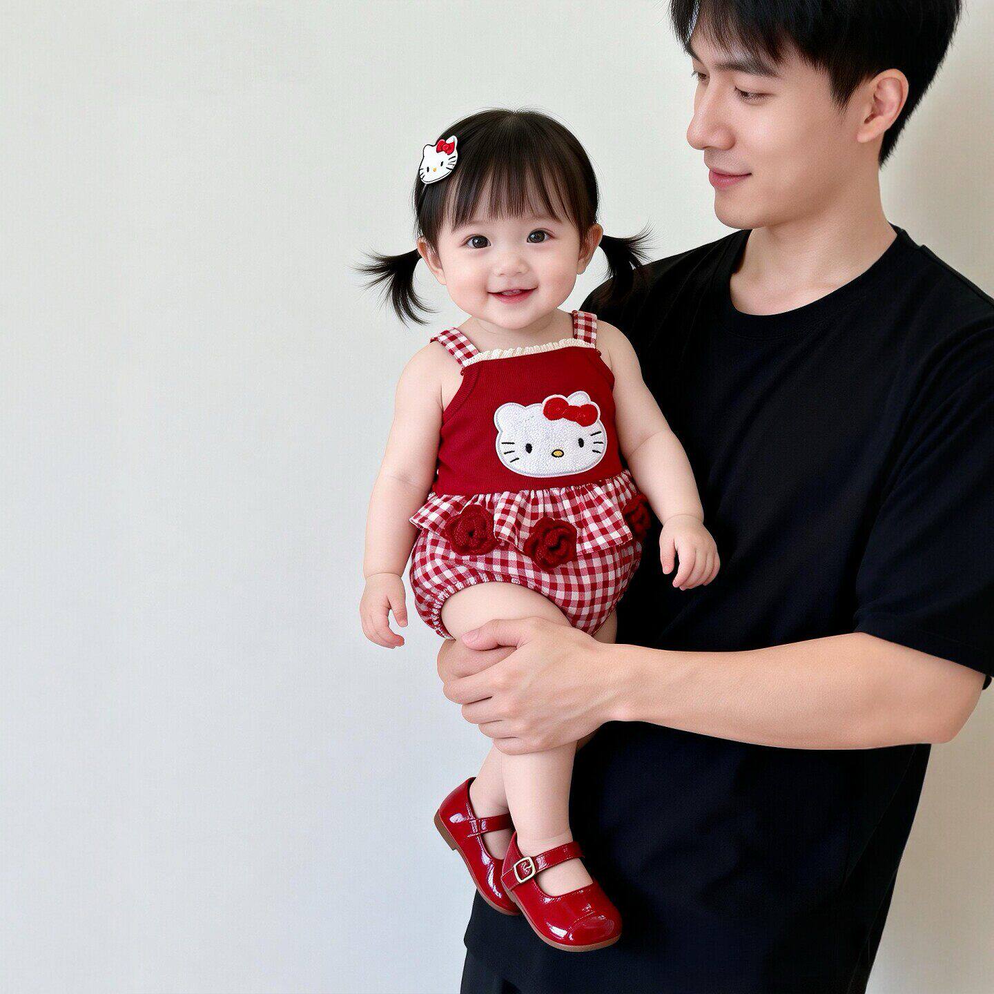 婴儿短袖连体衣HelloKitty卡通吊带背心纯棉a类夏装包屁衣外穿服