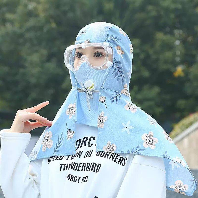 防尘面罩全脸防灰尘面罩全脸头罩打农药专用帽子打药防护全脸面罩