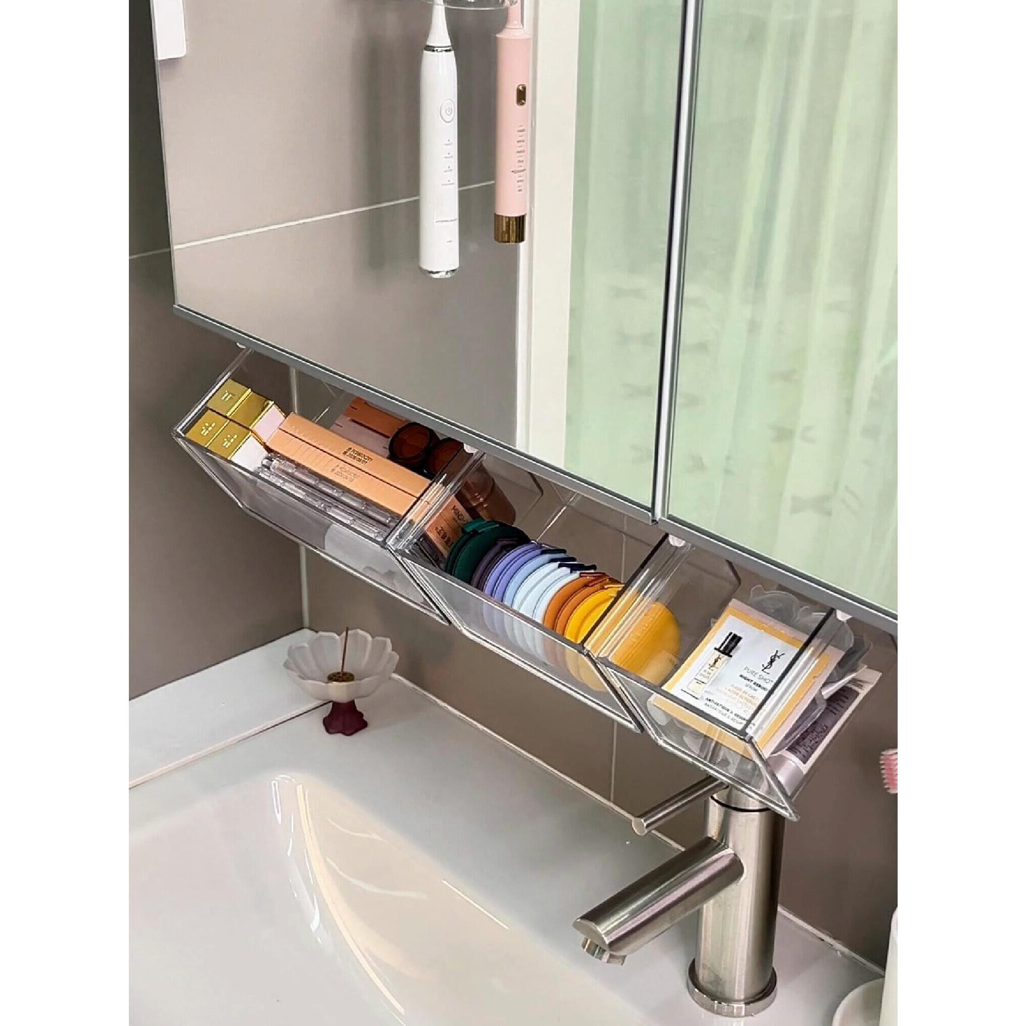 【浴室好物】镜柜下抽屉式收纳盒卫生间化妆品整理透明壁挂置物架