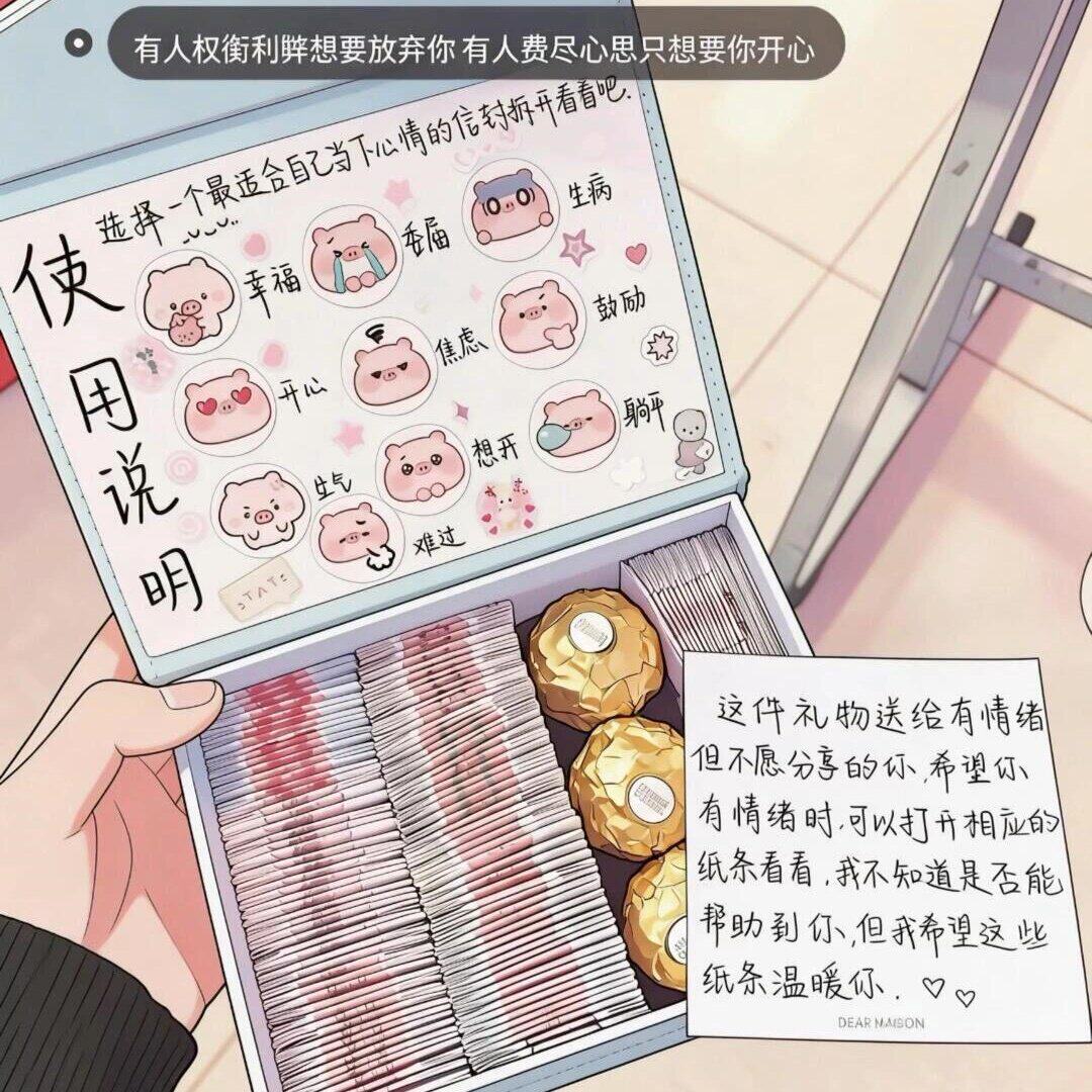 有意义的礼物！情绪盒子diy材料包创意惊喜礼盒小信封手写信贴纸
