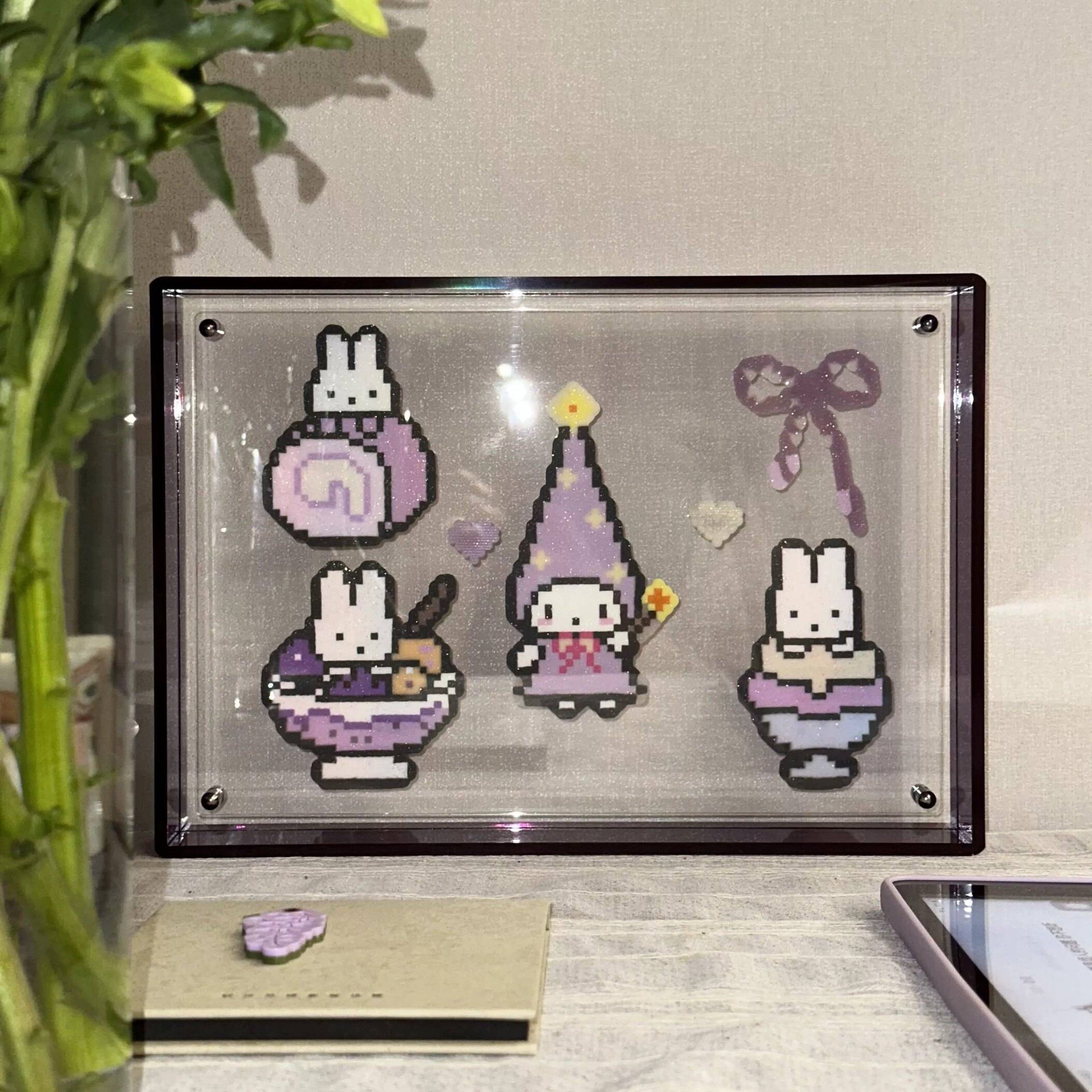 拼豆成品收纳画框拼豆亚克力相框摆台彩色透明画框拼贴画展示装裱