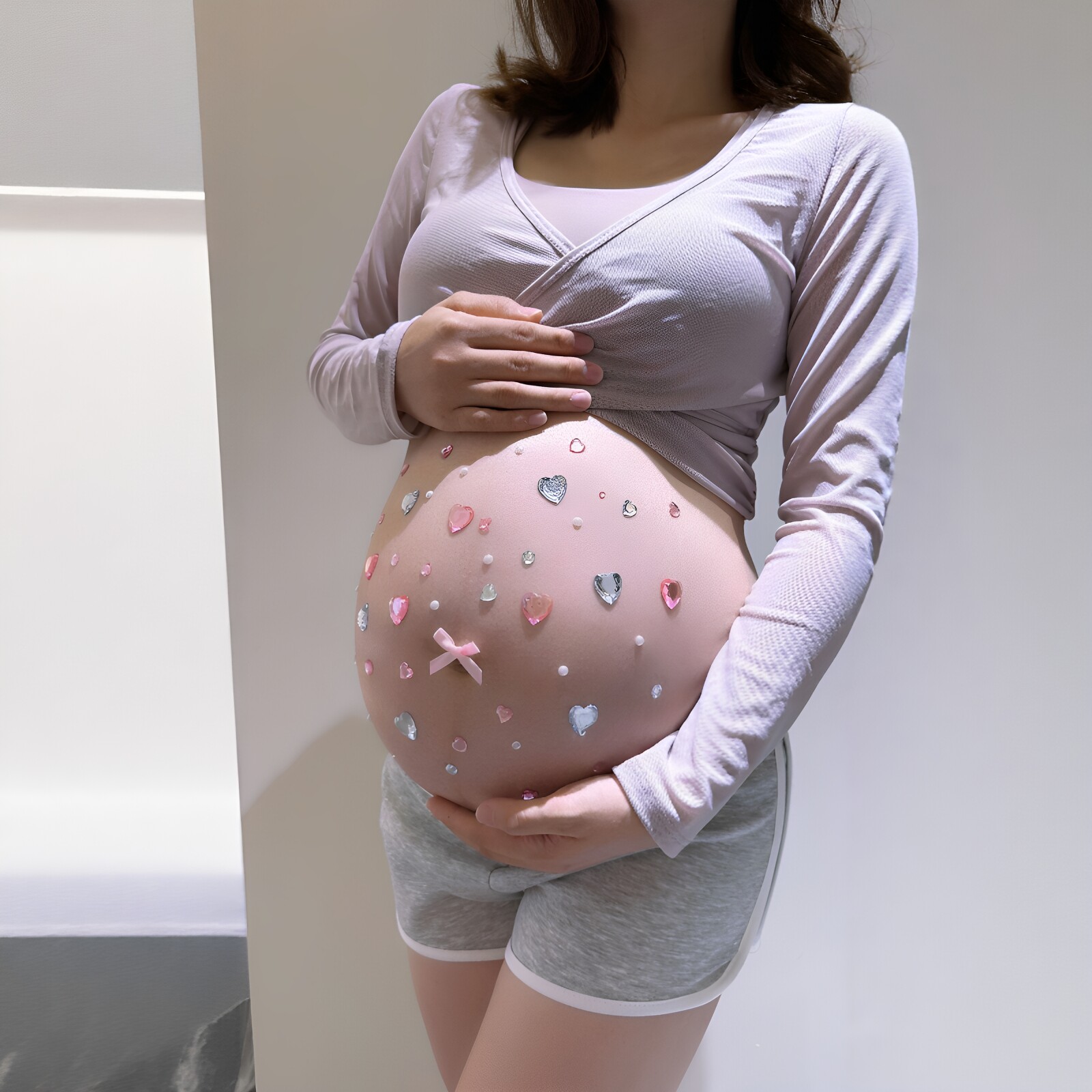 【钻石房】孕妇肚子贴纸siy蝴蝶结爱心立体装饰贴孕妇照拍照道具