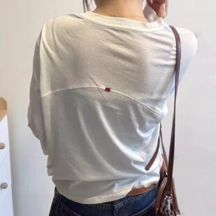 白色长袖t恤女打底衫2026新款早春韩系chic小上衣今年流行爆款T恤