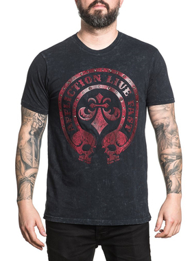 Affliction Crimson Tee 朋克骷髅做旧T恤 美国代购