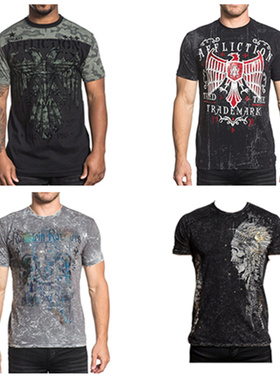 Affliction Men's Short Sleeve Graphic T-Shirt 纯棉T恤 CAT