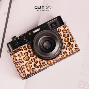 cam in富士x100vi保护套马毛系列豹纹皮套X100六代半套手柄底座壳