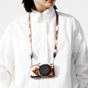 camin相机背带适用理光GR2/GR3/GR4复古牛皮马毛肩带时尚豹纹挂绳