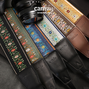 cam·in 绣花民族风适用于尼康富士索尼单反斜挎肩带 相机背带新品