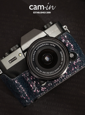 cam-in富士XT30二三代保护套纤维蛇纹XT50皮套xt5半套相机套底座