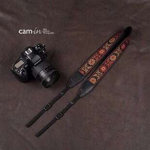 cam-in 绣花民族风相机背带斜挂肩带适用富士XM5索尼A7M4尼康z50