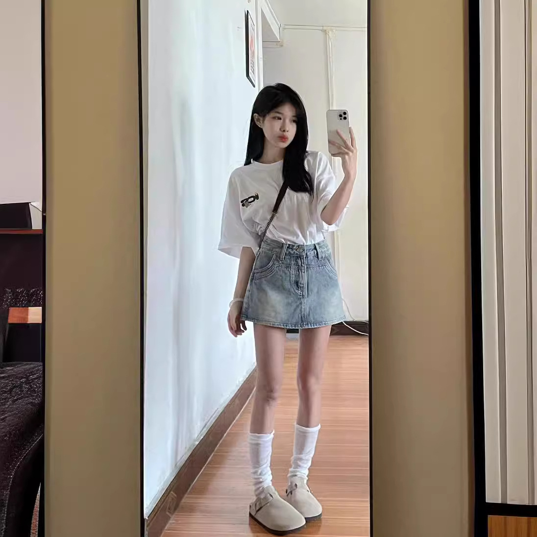 辣妹设计感牛仔短裙女夏季新款大码高腰显瘦小个子包臀半身裙裤裙