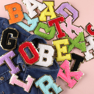 patch服裝 DIY補(bǔ)丁貼英文字母布標(biāo)chenile 輔料跨境電商貨源布貼