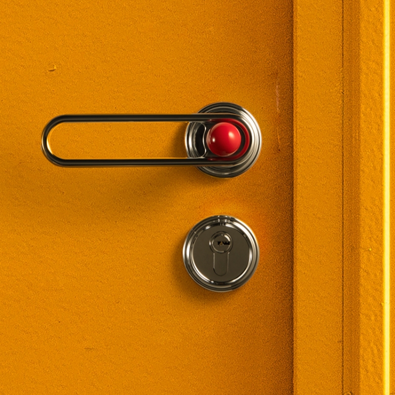 莫兰中古风包豪斯室内门锁卧室亮银色房门锁静音磁吸卫生间门把手