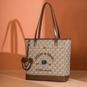 2024新款 大容量托特包卡通刺绣小熊帆布手提包女士小众通勤单肩包