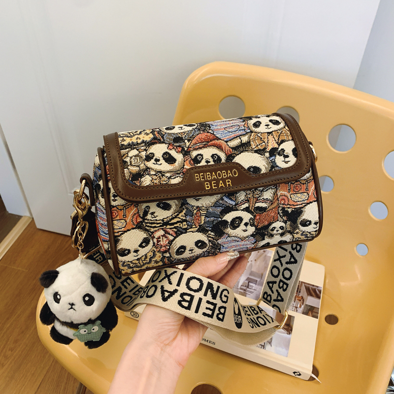 北包包原创斜挎包小熊帆布单肩包