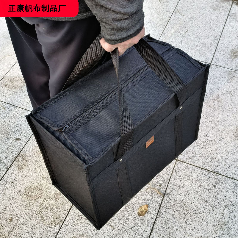 黑色帆布工具包大容量带链维修汽修耐磨工具包手提五金工具收纳包