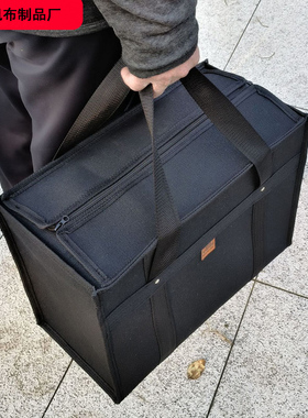 黑色帆布工具包大容量带链维修汽修耐磨工具包手提五金工具收纳包