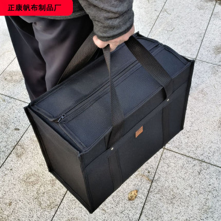 黑色帆布工具包大容量带链维修汽修耐磨工具包手提五金工具收纳包