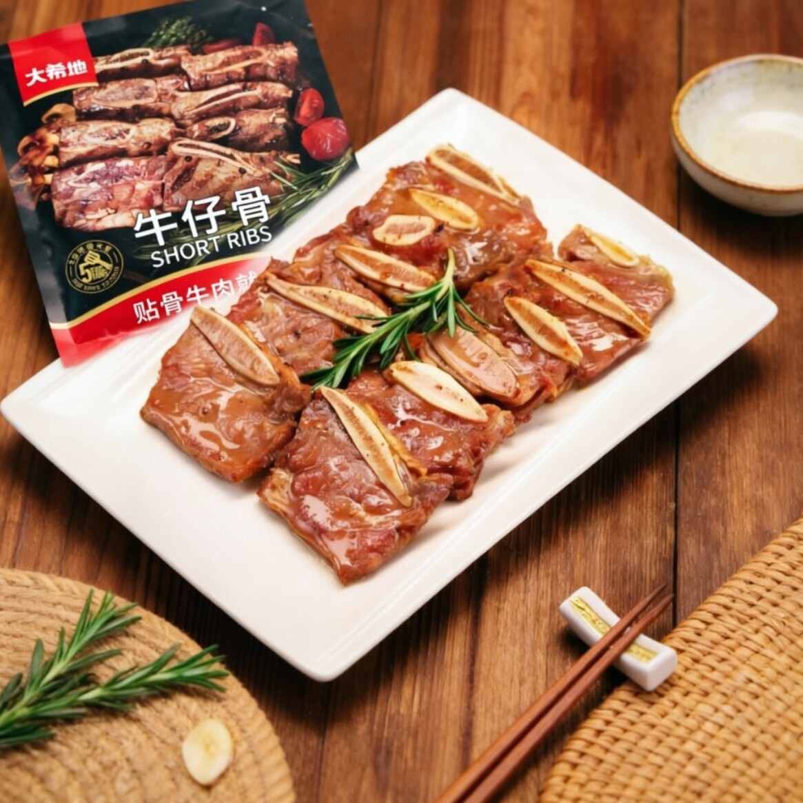 大希地黑椒牛仔骨原厚切新鲜牛肋排牛排骨牛肉冷冻半成品免腌制