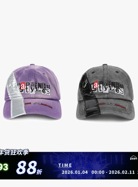 FVVO水洗做旧立体logo刺绣街头嘻哈潮牌字母鸭舌帽休闲男女