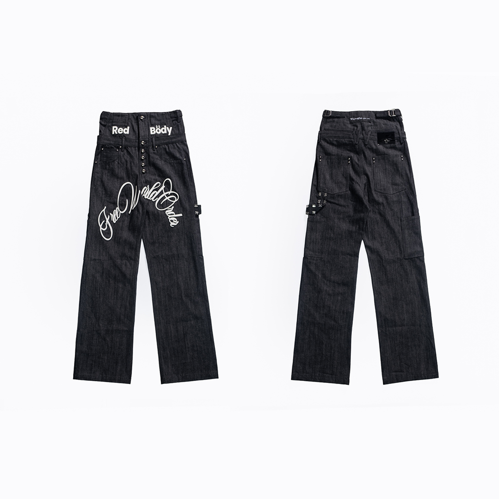 FVVO PunkFreeGuys Patch & Stud Pants自由小子朋克贴布铆钉长裤