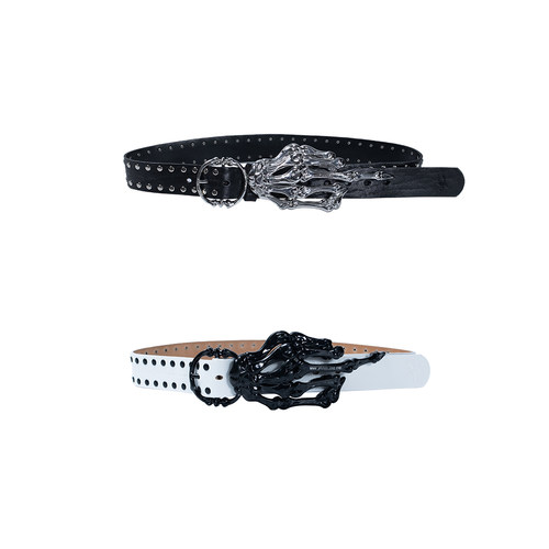 FVVO Skeleton Hand & Spikes Leather Belt  手骨铆钉牛皮腰带