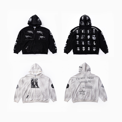 FVVO  “whoop”applique zip-up hoodie贴布印花水洗卫衣外套